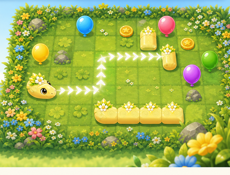 AIRROW garden puzzle board with arrows, balloons, coins, and the yellow AIRROW mascot